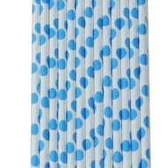 Paper Straw Polkadot Biru 6 mm