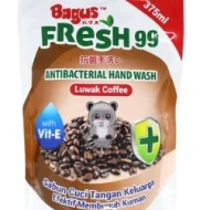 Bagus FRESH 99 Antibacterial Hand Wash Pouch 375 ml  Luwak Coffee