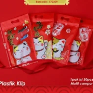 PLASTIK KLIP 155x22cm Cookies Bag Lucky Cat 10pc