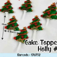 CAKE TOPPER CHRISTMAS  HOLLY1 5pc