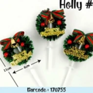 CAKE TOPPER CHRISTMAS  HOLLY4 5pc