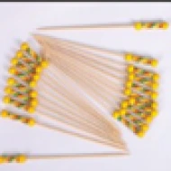 Yellow double pear cocktail Pick 120mm 1 bag  20pc 