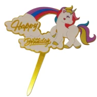 Mini Topper Acrylic HBD Unicorn