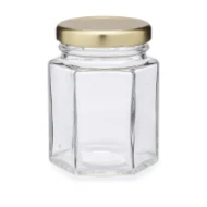 250ml 320g hexagon glass bottle with metal cover