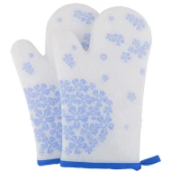 Silicone Oven Mitt  Glove Blue and White Porcelain