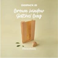 DIGIPACK  Brown Window Satchel Bag 14 x 8 x 22 100pcs