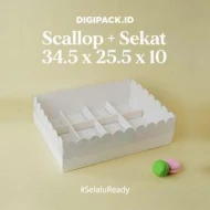 DIGIPACK  Scallop White Cake Box 345 x 255 x 10  SEKAT 10pcs
